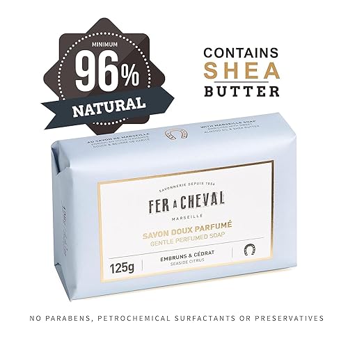 Miniatura 4 de Fer à Cheval - Barra de jabón perfumada suave, jabón corporal orgánico natural, jabón cítrico junto al mar, 4.41 oz, paquete de 2