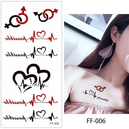 Miniatura 6 de Glaryyears Tatuaje temporal de letras, paquete de 5 tatuajes falsos con palabras, calcomanías realistas de larga duración para muñeca de dedo