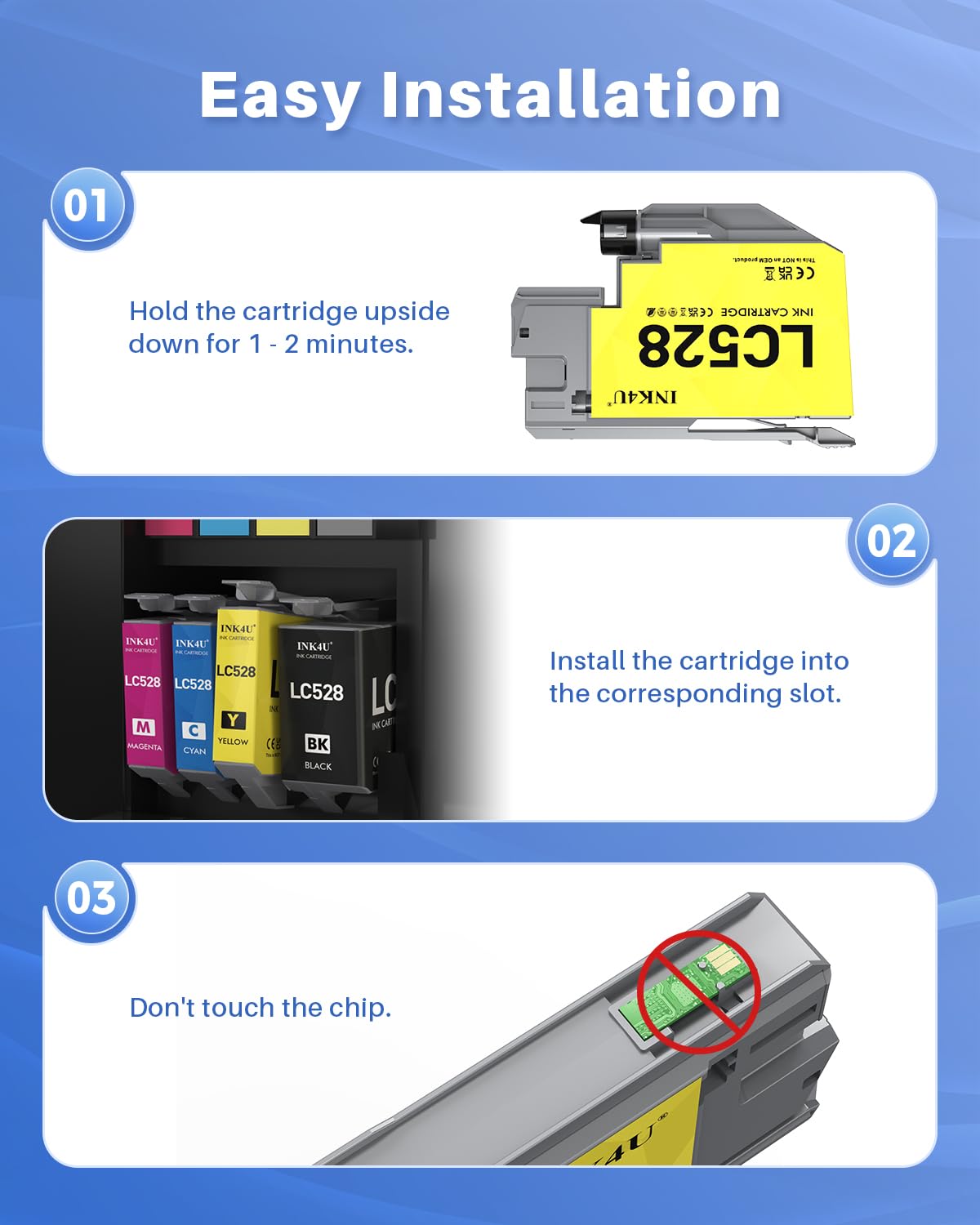 INK4U LC528 Cartouches d'encre compatibles avec les cartouches d'encre Brother LC528VAL compatibles avec imprimantes Brother MFC-J6760DW, MFC-J6960DW, MFC-J6975DW, MFC-J6977DW (LC528BK, LC528C, LC528M