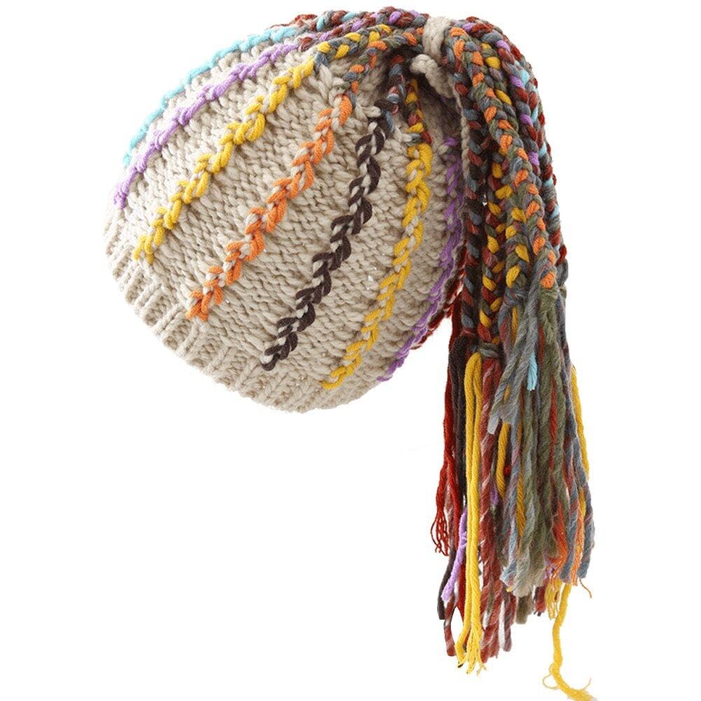 Tsffae Fashion Knitted Hat Reggae Dirty Braids Hat Dreadlocks Hat Wig Beanie Hat Hip Hop Reggae Hat for Men Women