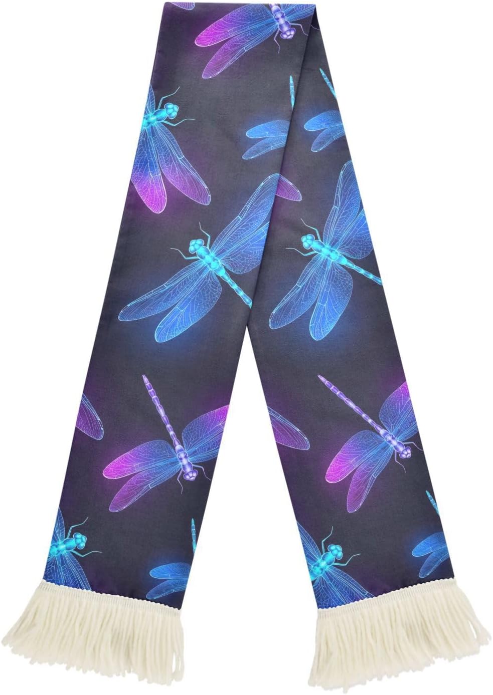 CHIFIGNO Neon Blue Purple Dragonflies Soccer Scarf for Fans, Soft Touch & Fast Drying Polyester, Support your Team with Game Day Must have
