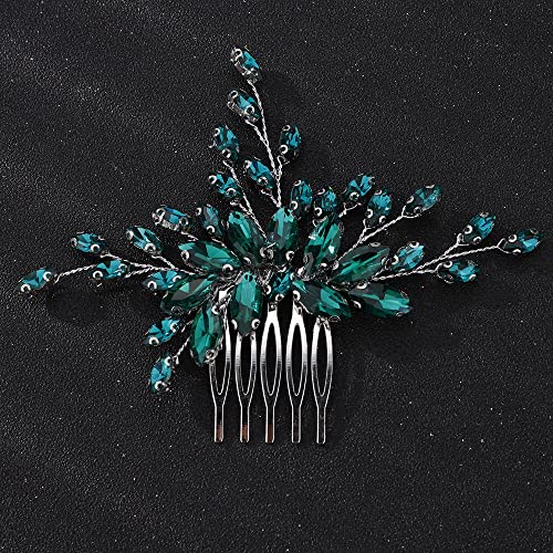 Peigne à cheveux cristal vert strass pour mariée accessoire coiffure femme fille