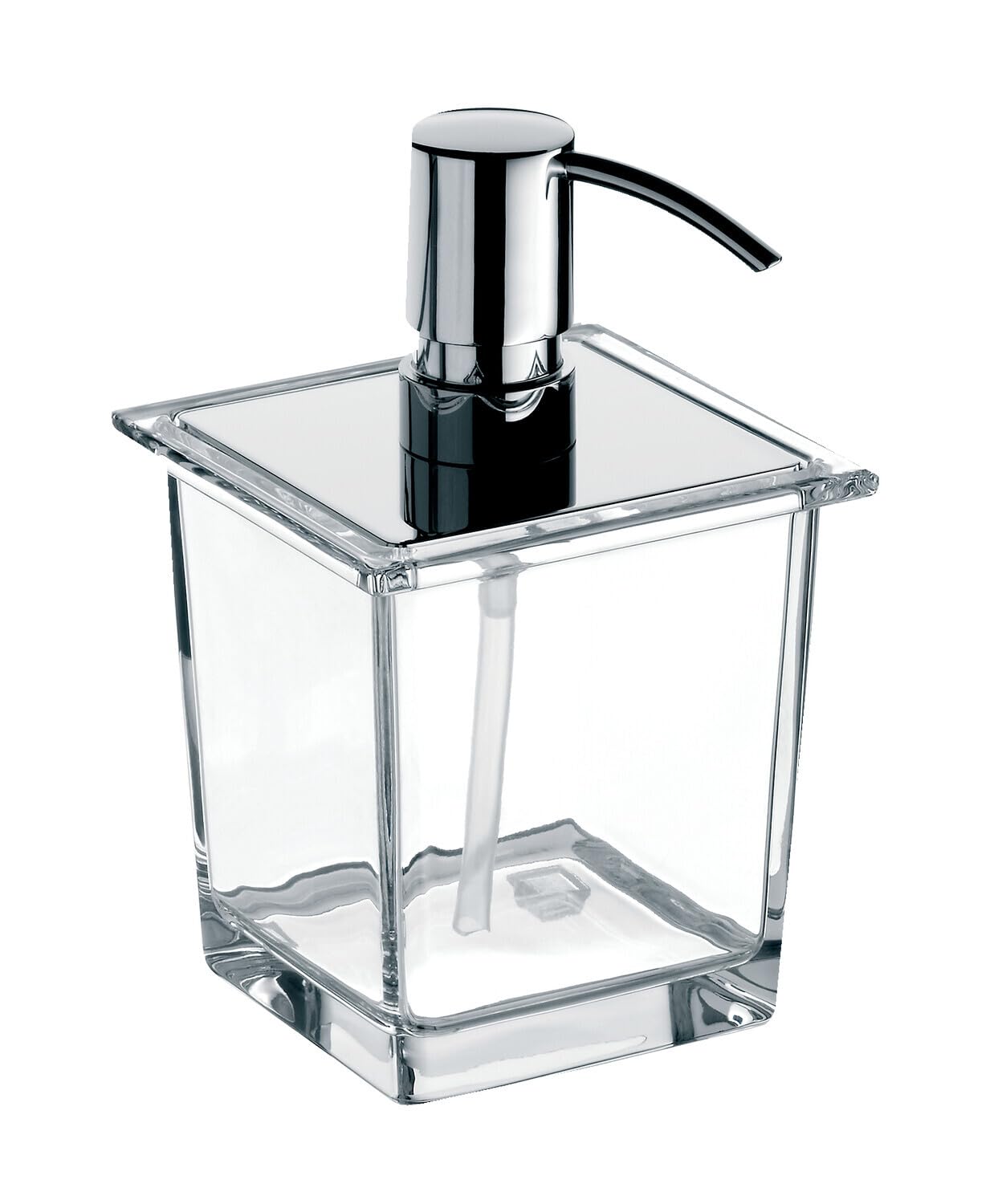 Emco Chrome Liaison Liquid Soap Dispenser For Railing, Crystal Glass Clear, Dosing Pump Metal, Approx. 365 Ml, -Plated