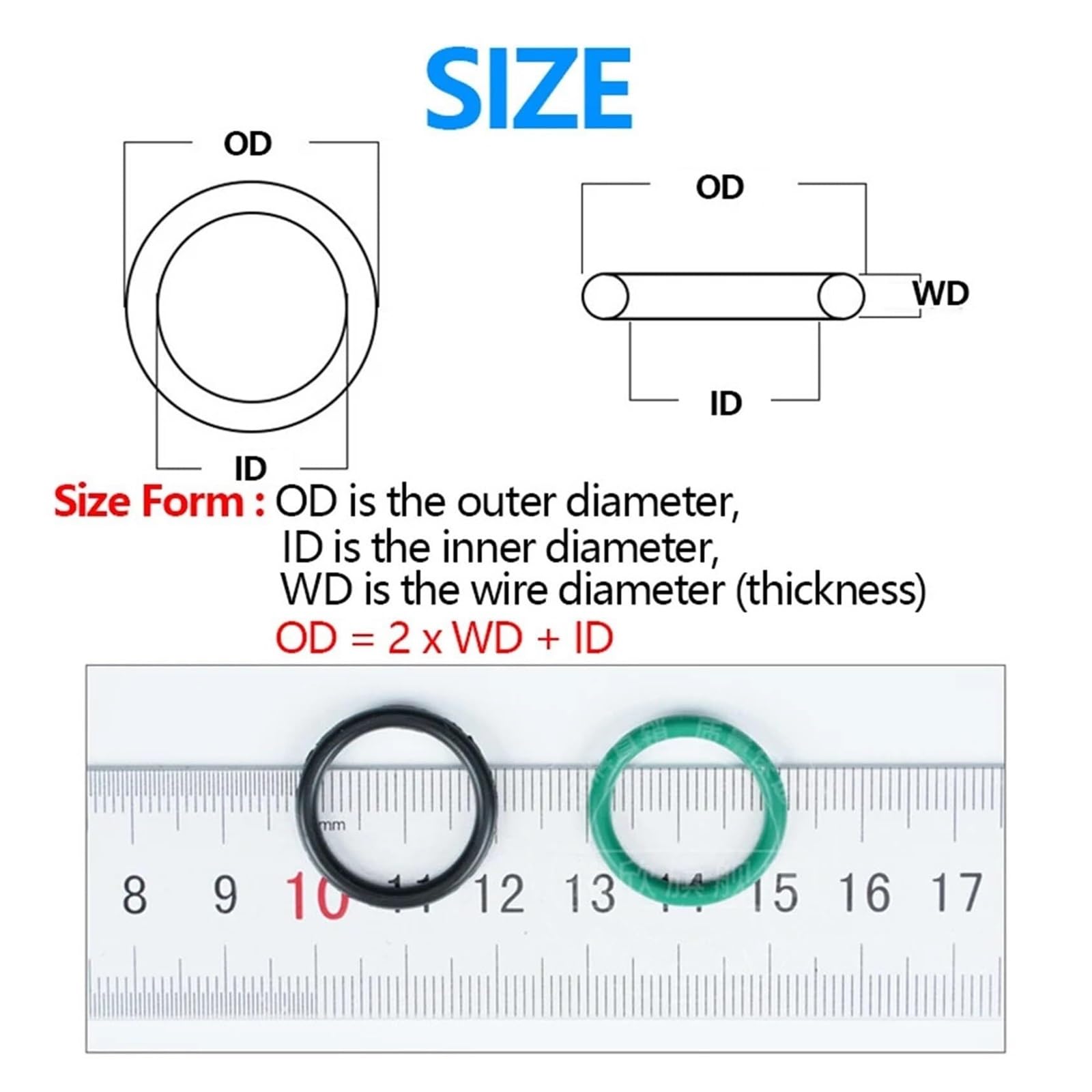 5mm OD 12mm - 270mm Nitrile butadiène caoutchouc bague d'étanchéité réparation squelette joint d'huile joint torique joint rondelle,Matériau Fiable(OD 52mm (10Pcs))
