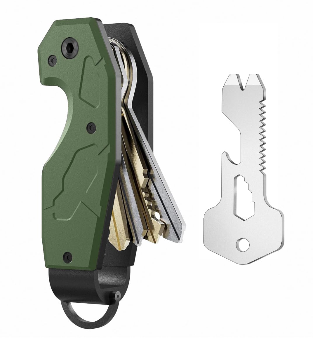 Compact Key Organizer Keychain with Built-in Tools