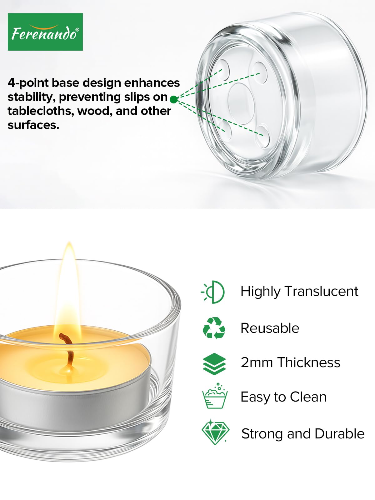 Lot de 25 Photophore Verre Transparent avec Éteignoir, Ø4,5 x H2,5 cm Mini Porte Bougeoir, Bougeoir en Verre pour Mariages, Fête, Saint-Valentin, Maison, Décoration Centre de Table