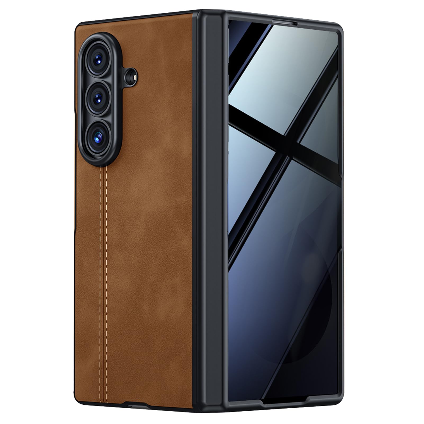 Custodia Business For Samsung Galaxy Z Fold 8 Ultra, Custodia Sottile In Pelle Smerigliata Antiurto Con Cerniera, Proteggi Schermo For Privacy(Brass)