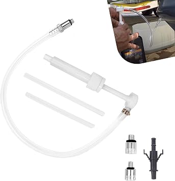 1 Set Transmission Fuel Pump Kit, Hand Push Oil Transfer with Clamp & Dual Tubes, 8 CC Per Pumps Stroke Lower Unit Gear Oil Change Tool, Dispenser for Car Boat Motorcycle White