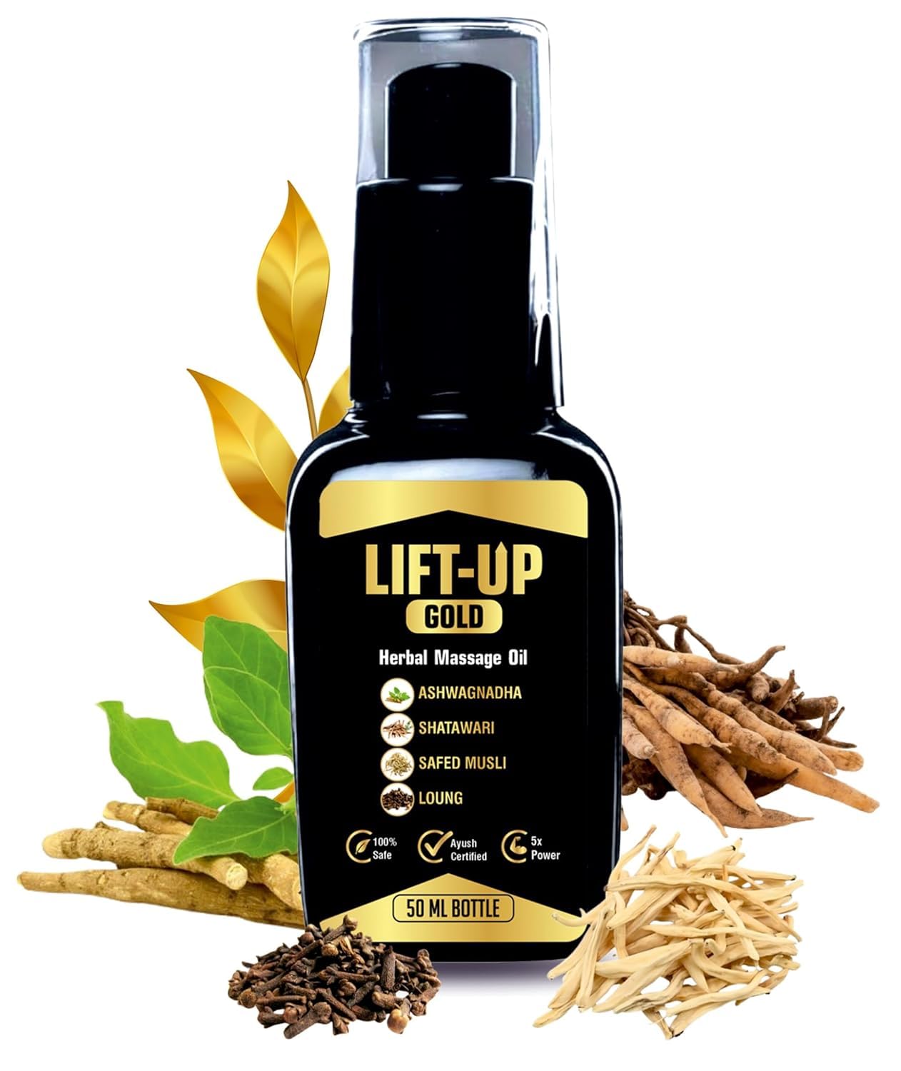 Natural & Pure Herbal Lift-up (Massage Oil) - 50 Ml/1.7 Oz - for Men's | Made with Natural Ingredients