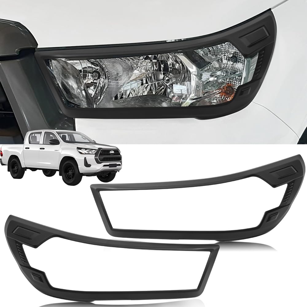 JHCHAN Scheinwerferblenden Für Toyota Hilux 2021-2024 - Matt Schwarz