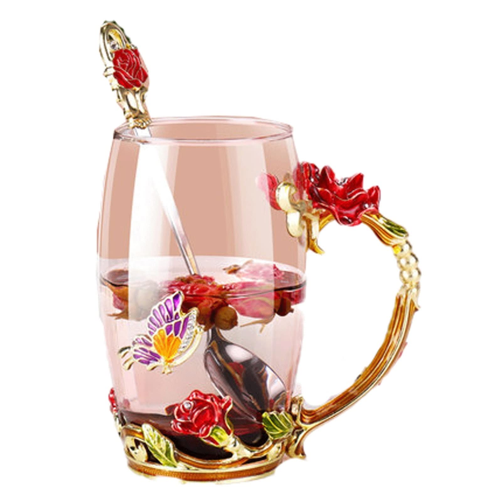 Vasos de agua sin plomo juego de 2 piezas de vidrio esmaltado de 10.8oz para regalar