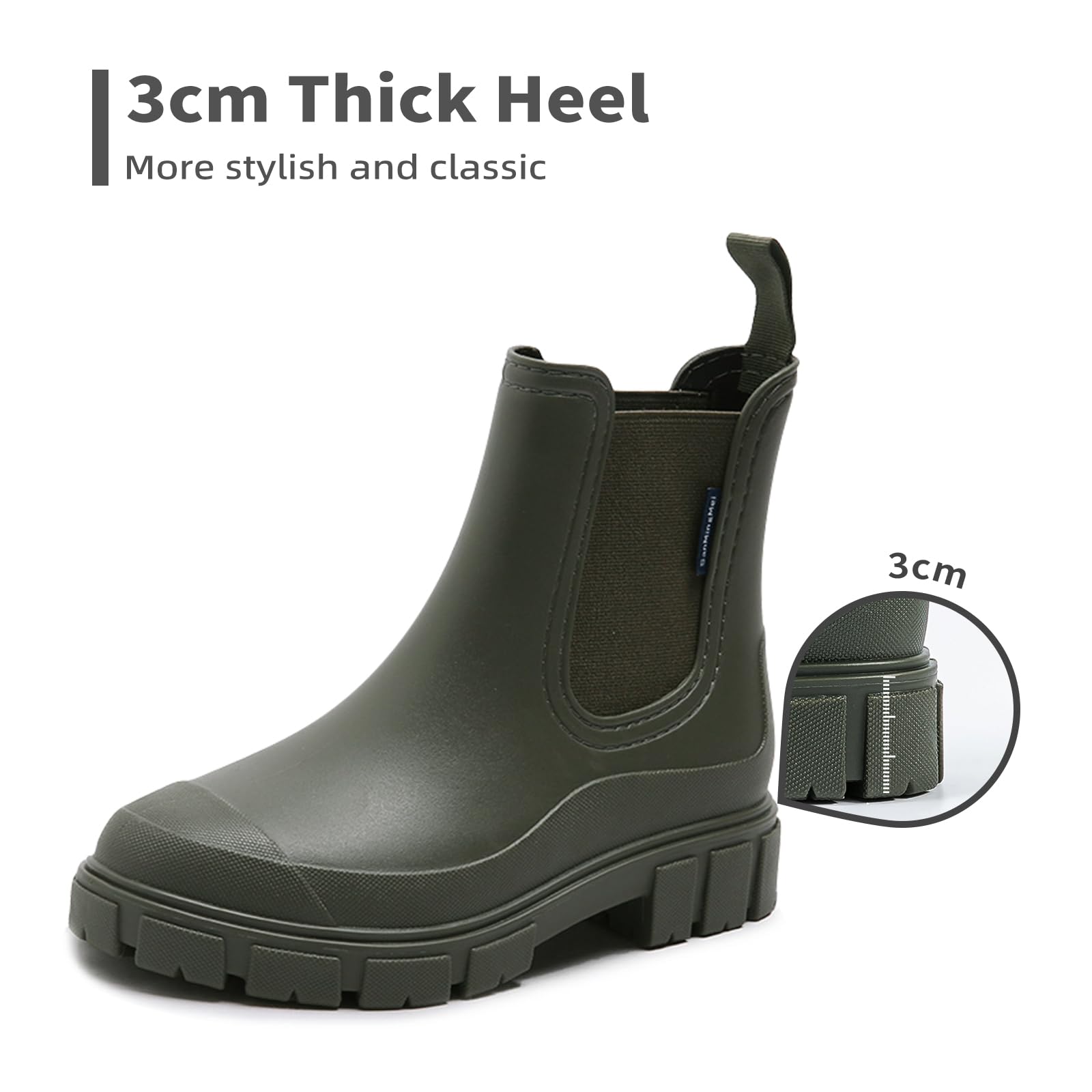 DRECAGE Botas de Agua Mujer Chelsea Lluvia Botines Impermeable Antideslizante Wellington Botas Jardín Trabajo Boots