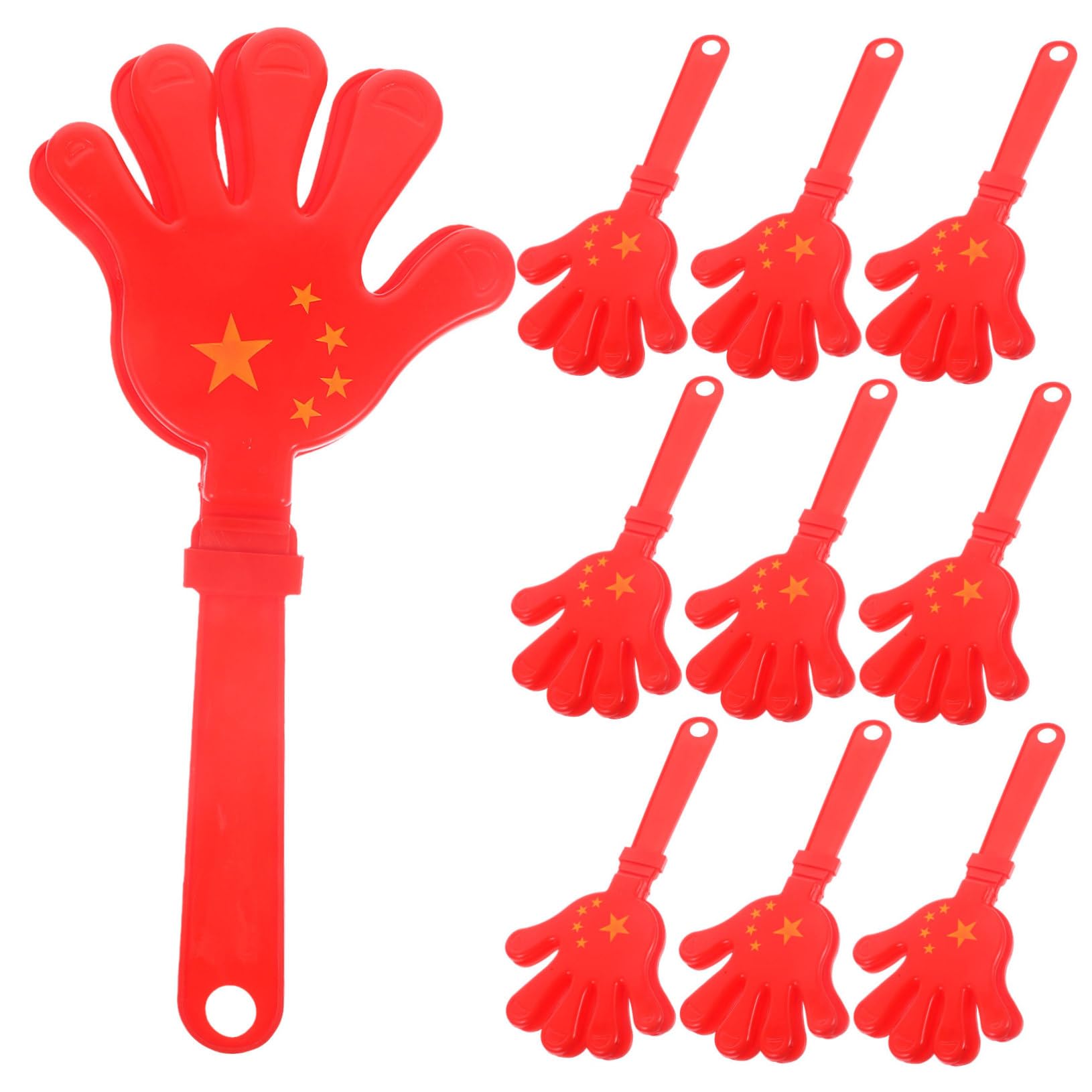 BCOATH 10Pcs National Flag Clapping Hands Noisemakers for Festivals School Events & Parties - 28Cm Red Hand Clappers for Cheering & Celebrations