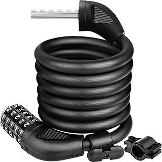 Bicycle Lock with Combination Code 1500 mm/12 mm Cable Lock High Security 5-Digit Code Combination Bicycle Locksmith Combination Lock Cable