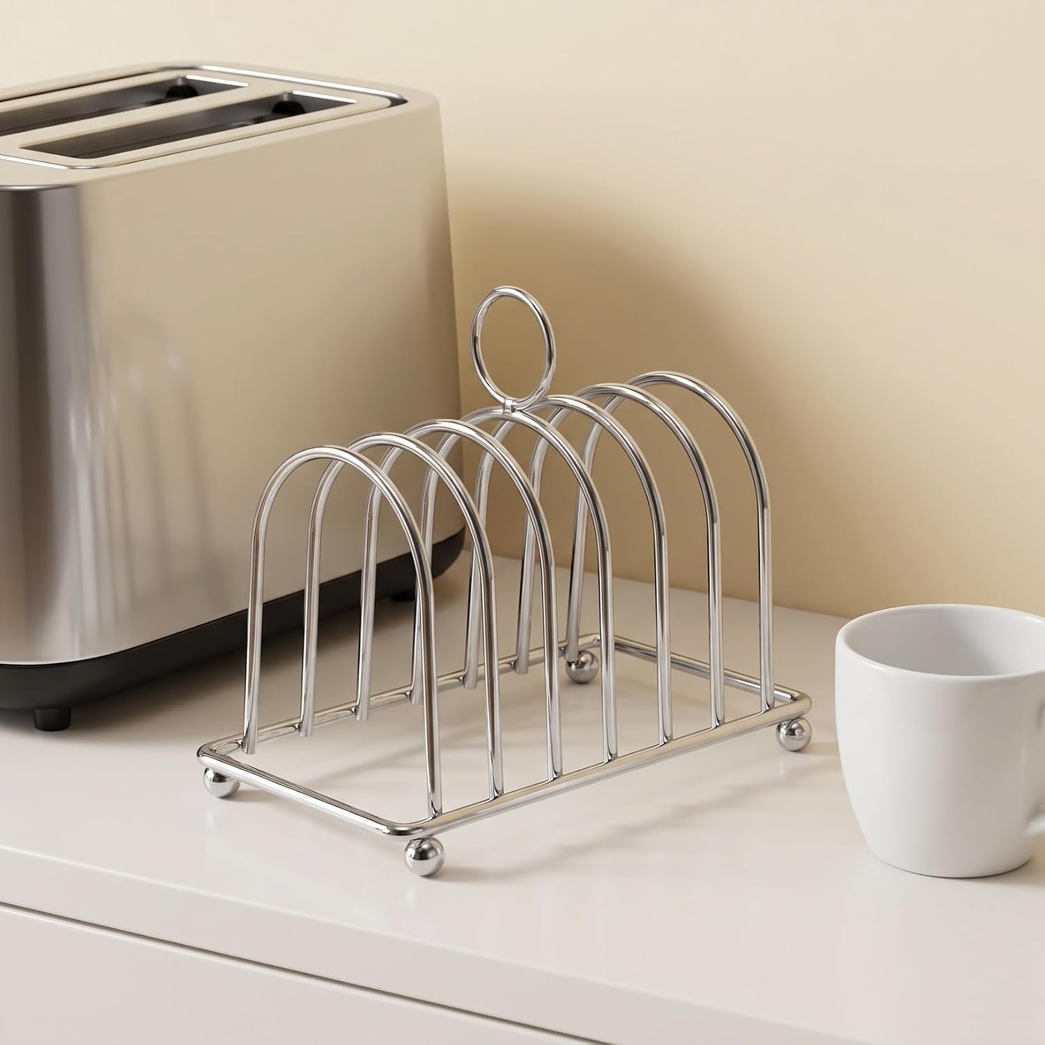 Ipetboom Toast Rack Metal Bread Holder for Sliced Bread Toast Cooling Rack Countertop Desktop Stand for Kitchen 5.70 X 4.72 X 3.38 in 1 X