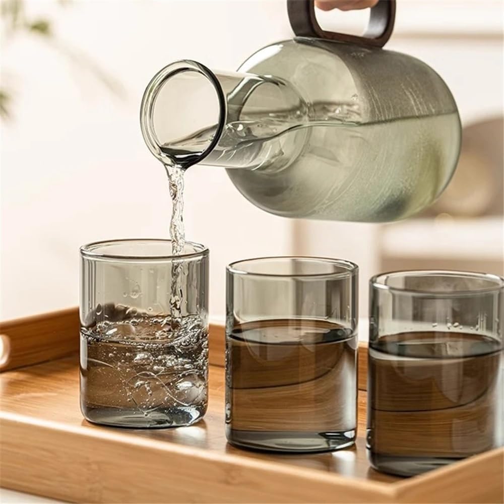 Praktyczny Prosty szklany dzbanek na zimną wodę z kubkiem i uchwytem do użytku domowego, do soków, kawy, mleka, zimnych lub gorących napojów, 850 ml Dzbanek do mrożonej herbaty