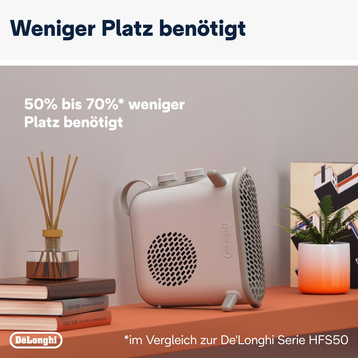 Heizlüfter - Delonghi - Metall - 2000 W max - Vertikale und horizontale Position - Leise (43 dB)