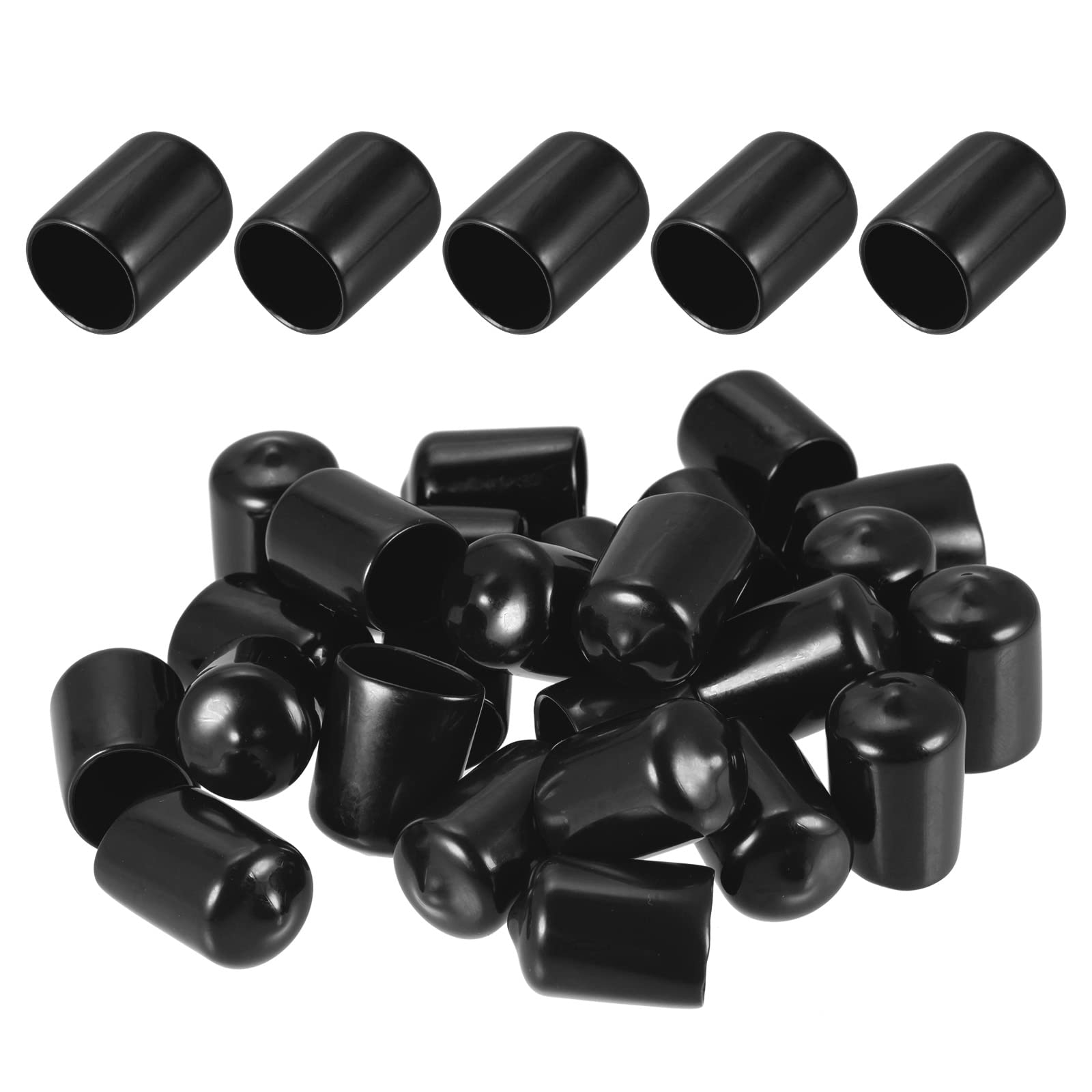 DMiotech 50 Pack 15mm ID Black Screw Thread Protectors Rubber End Caps Bolt Covers for Screw Bolt Furniture Pipe