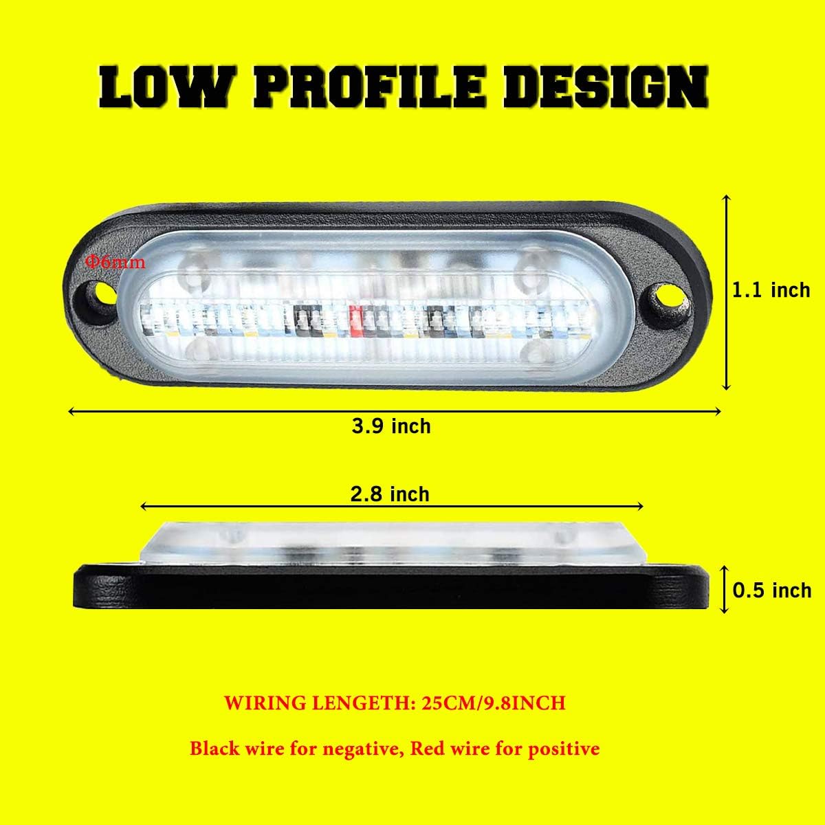 Chelhead Surface Mount Led Lights, Aluminium Base Led Backup Lights 6500K Led Fog Lights or Side Marker Indicator Lights Under Hood Compatible with Trucks RV Trailer Scooter Kawasaki 4wheeler