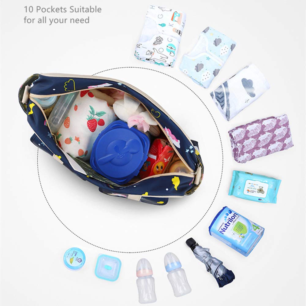 Organizador de pañales, bolsa de hombro de gran capacidad, bolso de pañal, portátil, bolsa cruzada, para mamás papá (unicornio marino)