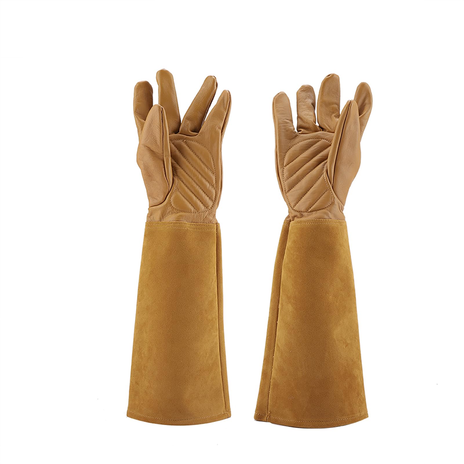 Yctze Guantes de Cuero para Jardinería, Poda de Rosas, Resistentes Al Desgaste, a Prueba de Pinchazos, Guantes de Trabajo para Podar, Trabajo en el Jardín, Pinchazos, Amarillo, Pequeño