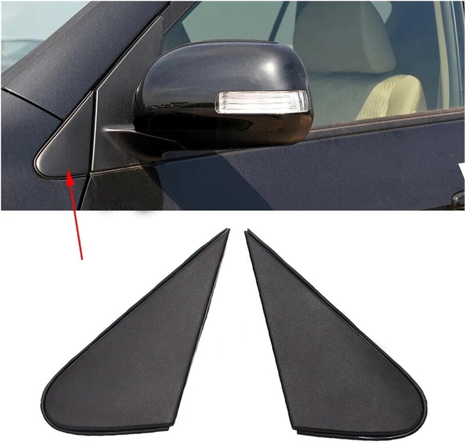 Triangular Window 1 Pair Car Door Side Mirror Corner Triangle Trim Covers Black 60118-0R020 60117-0R020 Fit for RAV4 2009 2010-2012 Left Right Rear Side Window louvers