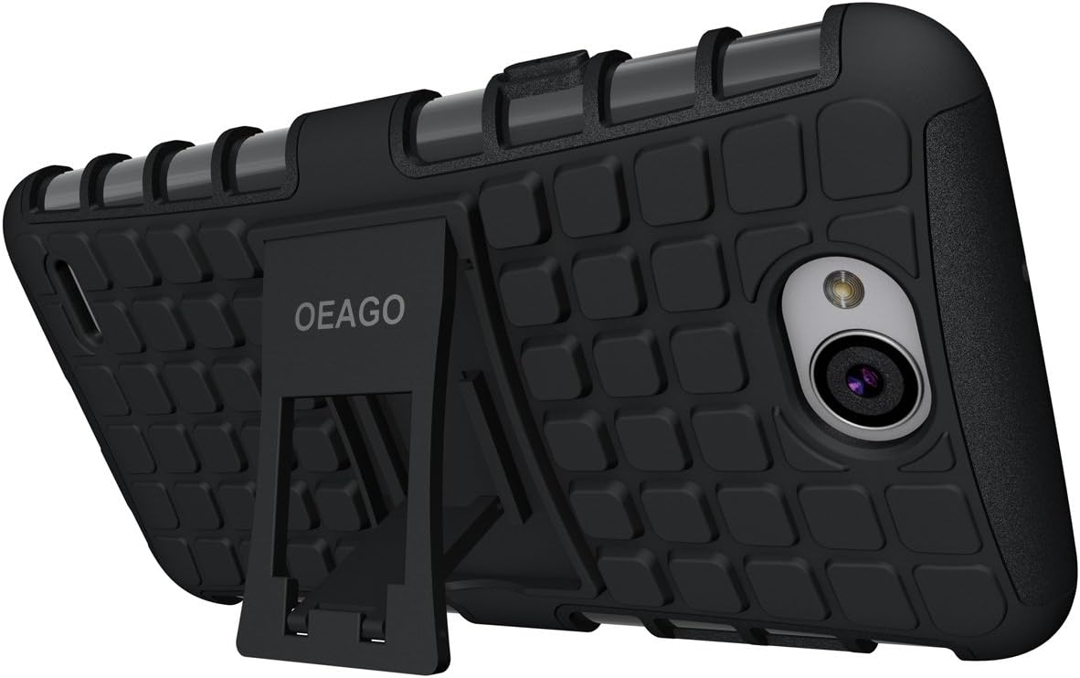 LG X Charge Case, LG Fiesta 2 LTE Phone Case, LG Fiesta LTE Case, LG X Power 2 (2017) Case, OEAGO [Shockproof] [Impact Protection] Tough Rugged Dual Layer Protective Case with Kickstand - Black