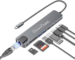 DreamQuest Adaptateur multiport USB C 8 en 1, HDMI 4K, ch…