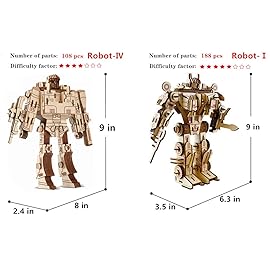 3D Wooden Robot Puzzle,4 Piece Set Wood Crafts DIY Assembly Puzzle,Wooden Robot Model Kits,3D Wood STEM Toys for Adults & Teens Christmas Birthday Gifts,Room Dcor