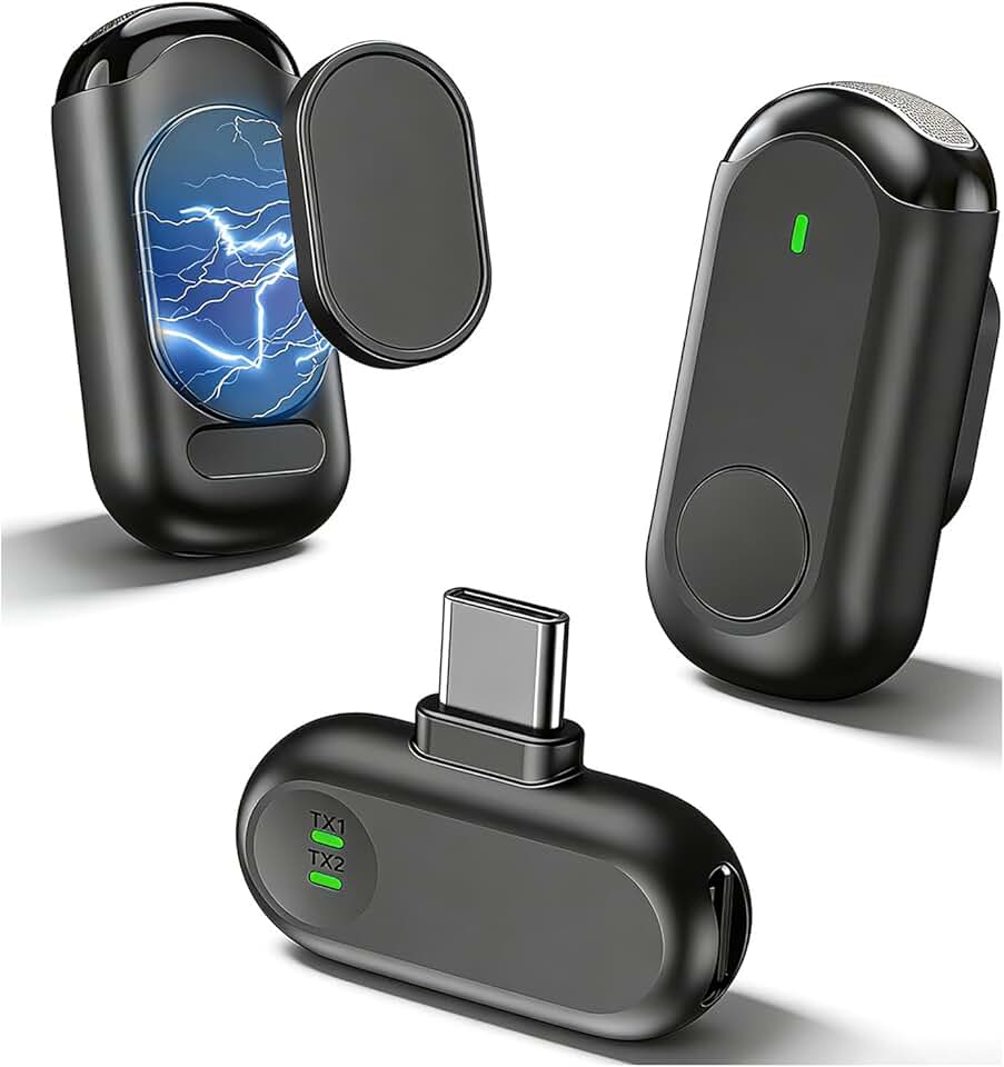 Wireless Mini Microphone for iPhone Android, Magnetic Mini Mic for ...