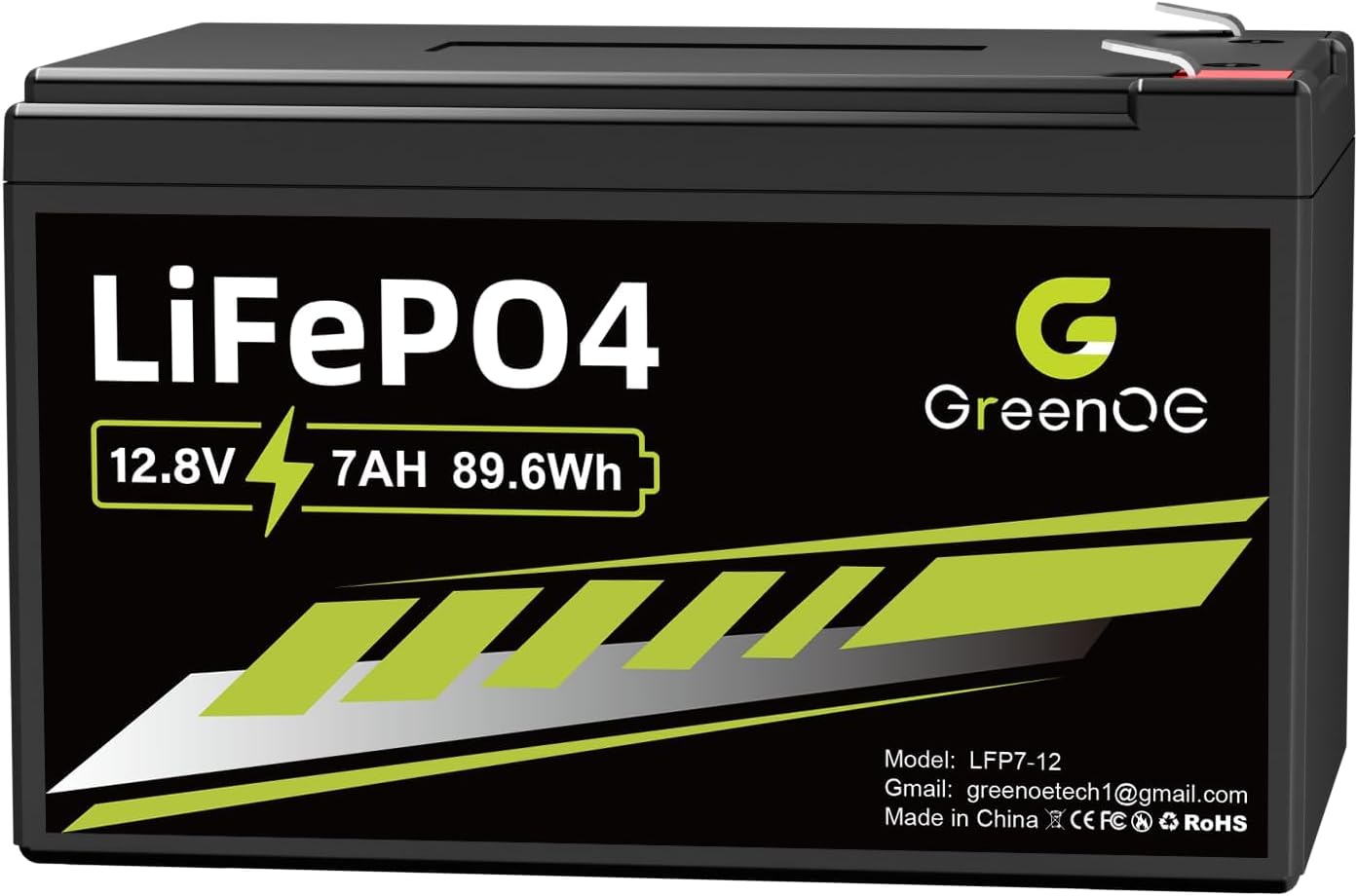 12.8V 7Ah Lithium LiFePO4 Battery - 2000+ Cycles, Lightweight, Built-in BMS, Ideal for Solar Systems, Ride-on Toys, and Home Alarms（4 Pack）