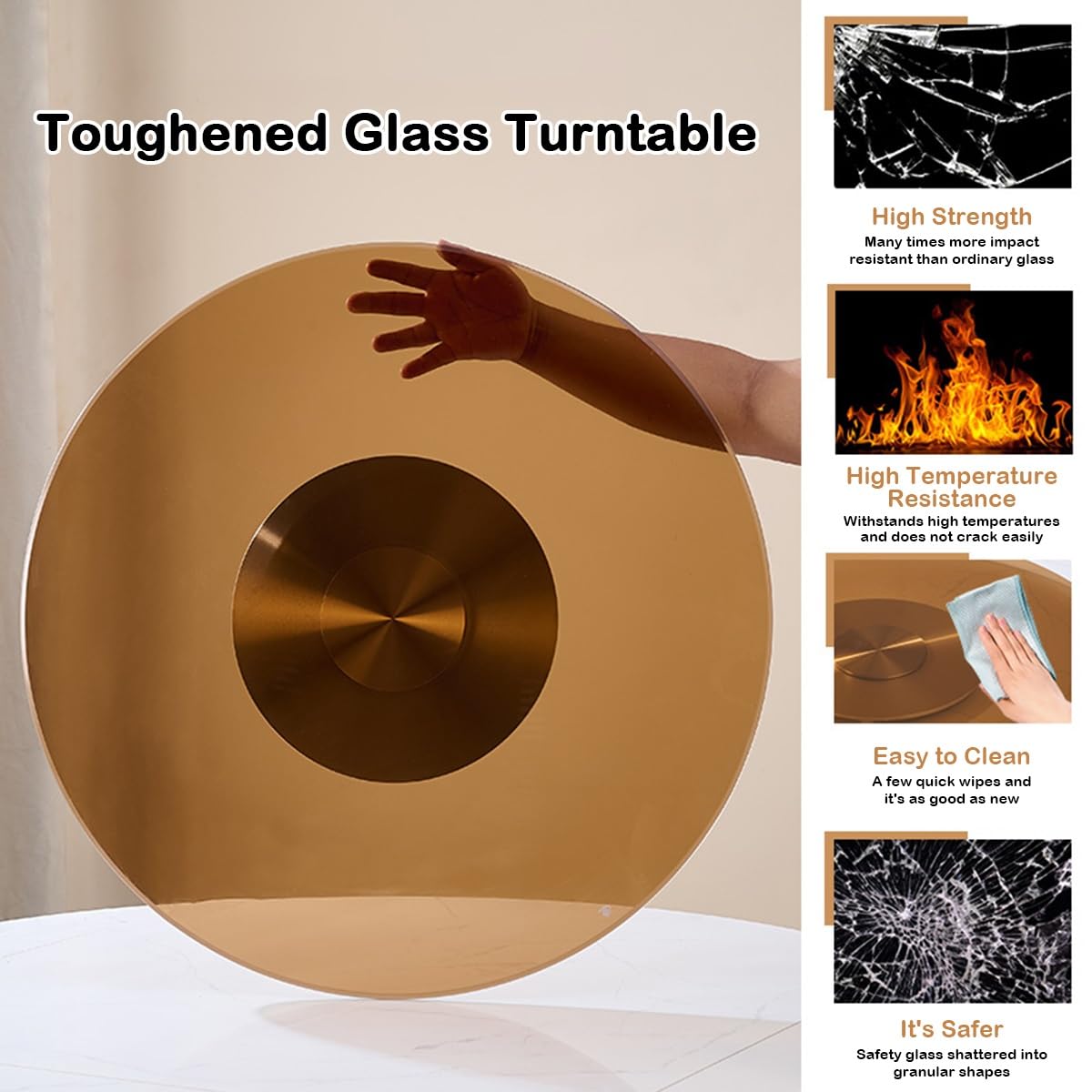 Lazy Susan Drehteller für Esstisch, Drehbarer Servierteller aus GehäRtetem Glas für Küchentisch Top Coffee Table Centerpiece, Runder Torten Drehtablett(32inch/80cm)