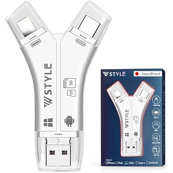 Smartphone, SD Card Reader, SD Card Camera Reader, Easy No App Required, 1TB Compatible, iPhone 16, USB Memory, External, Photo Storage, Moving, Capacity, Data Backup, Japanese Instruction Manual Included English Language Not