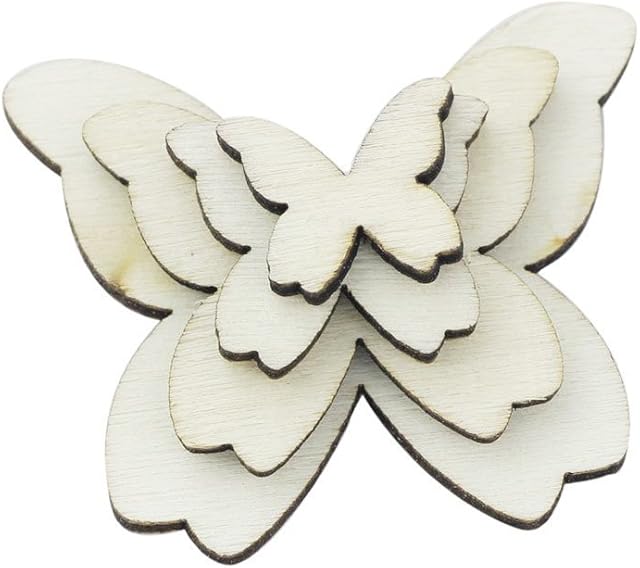 Namvo 100pcs Wooden Butterfly Cutouts Craft Embellishment Gift Tag Wood Ornament for DIY