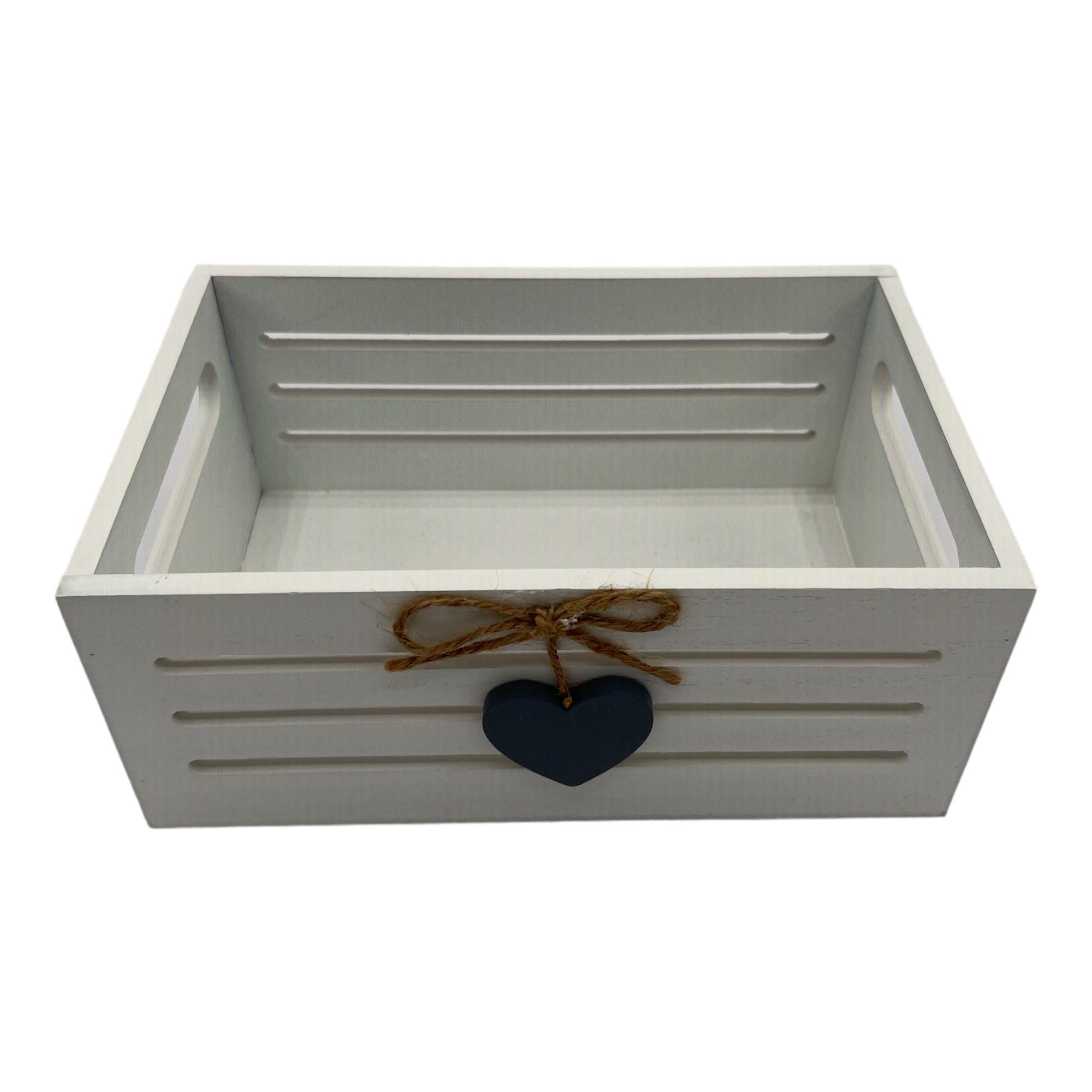 Cassettina Porta Oggetti In Legno 17x9x7 Cm - Stile Shabby Chic Bianco - Decorativa E Personalizzabile