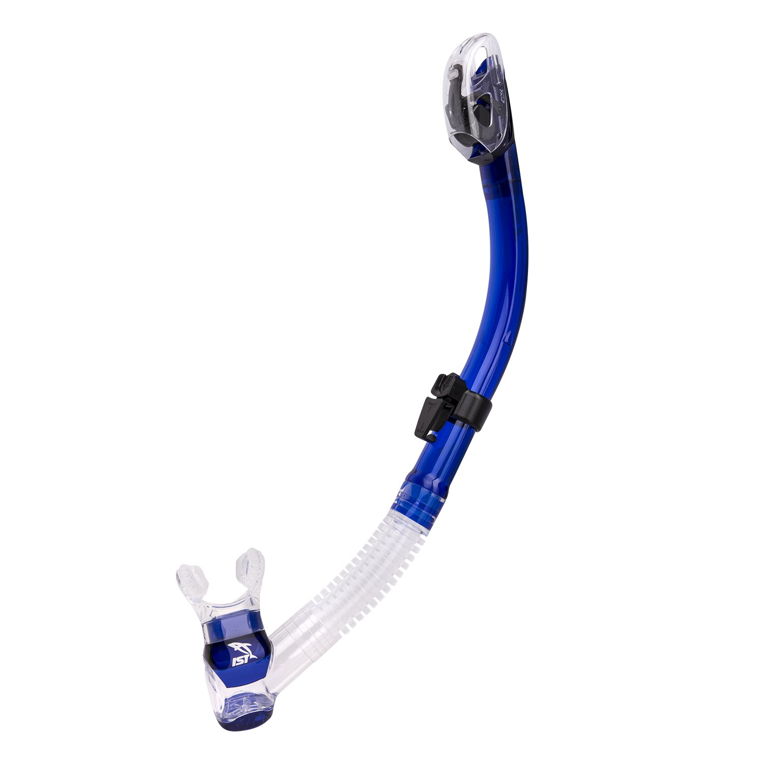 IST SN-204 - Boccaglio a secco con silicone ipoallergenico, paraspruzzi e tubo flessibile per immersioni e snorkeling (blu)