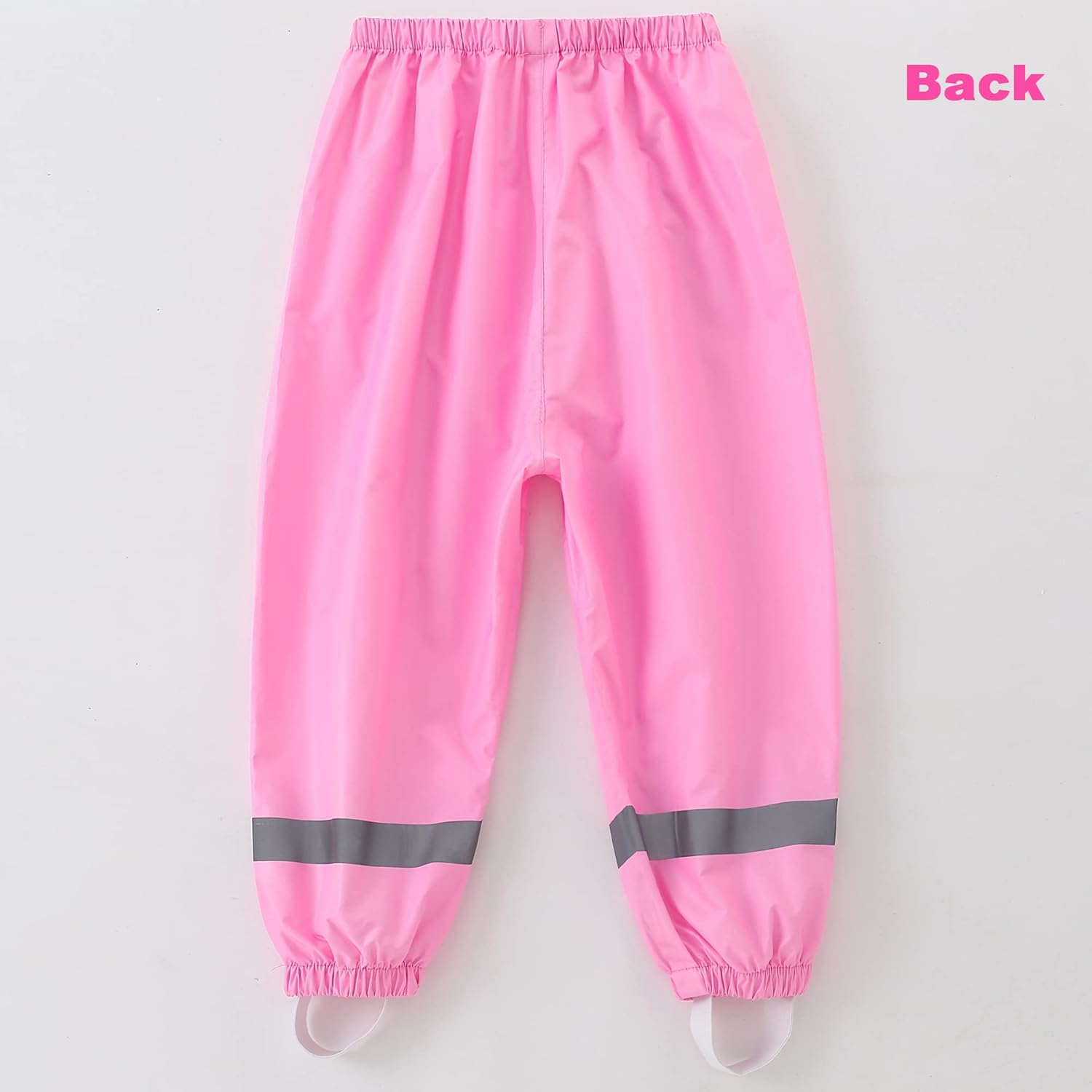 Fewlby Unisex-Kids Pink Rain Pants - L/41.3-45.3 IN, Waterproof, Lightweight, Durable, Adjustable Leg Openings, Side Pockets - Image 2