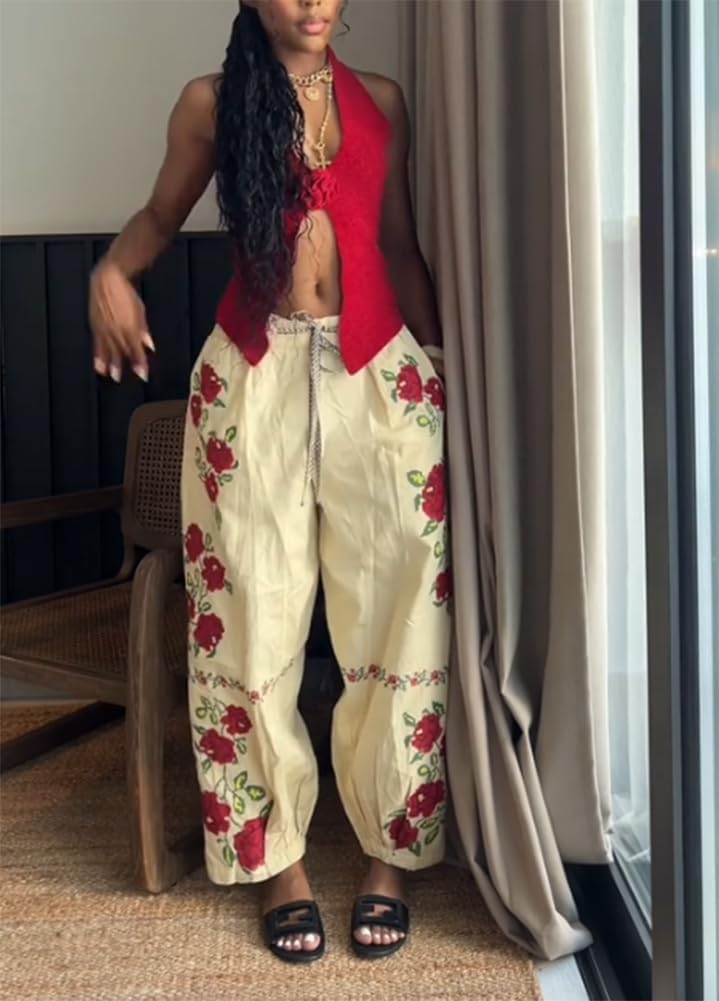 Kedera Mid Rise Barrel Jeans for Women Embroidered Wide Leg Denim Pants Boyfriend Baggy Jeans with Pockets - Image 3