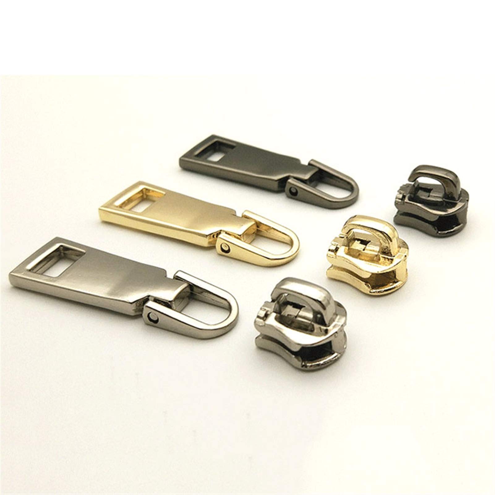 Kit de reparación de cremalleras, Kit de reparación de cremalleras con cabezal de tirador deslizante, 10 piezas n.° 5 for bolsos, chaquetas, abrigos, manualidades de costura, bricolaje.(Light Gold)