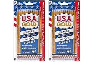 Write Dudes USA Gold Premium Cedar No. 2 Pre-Sharpened Pencils 12-Count Pack of 2