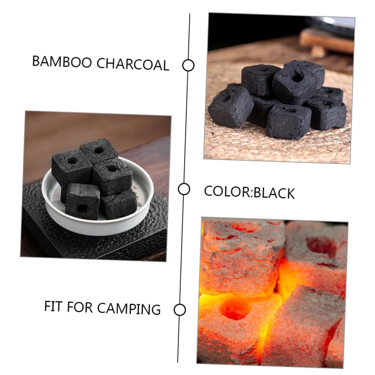 Gatuida Carbón Vegetal Multifuncional para Parrilla y Estufa de Cocina al Aire Libre Tabletas de Carbón de Bambú Ecológicas 500g Olor para Camping y Barbacoas