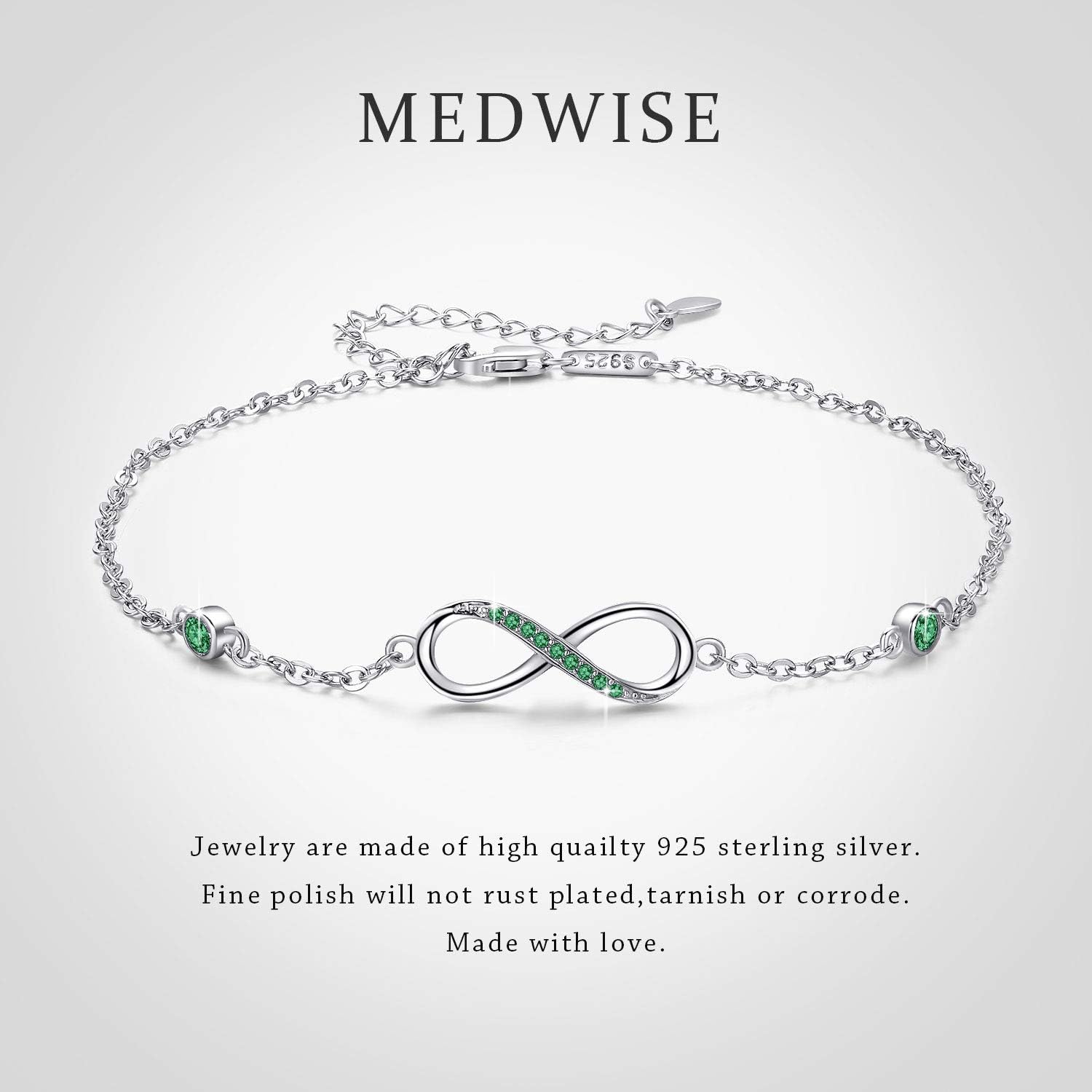 MEDWISE Womens Infinity Anklet Bracelet 925 Sterling Silver Endless Love Symbol Ankle Bracelet Adjustable Plus Size Large Bracelet Gifts for her Mother’s Day Gifts - Image 7