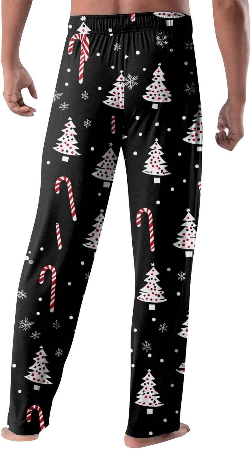 Christmas Pajamas Pants for Men Unisex Wide Leg Funny Cute Print Lounge Pj Pants Flannel Lounge Loose Soft Bottoms - Image 3