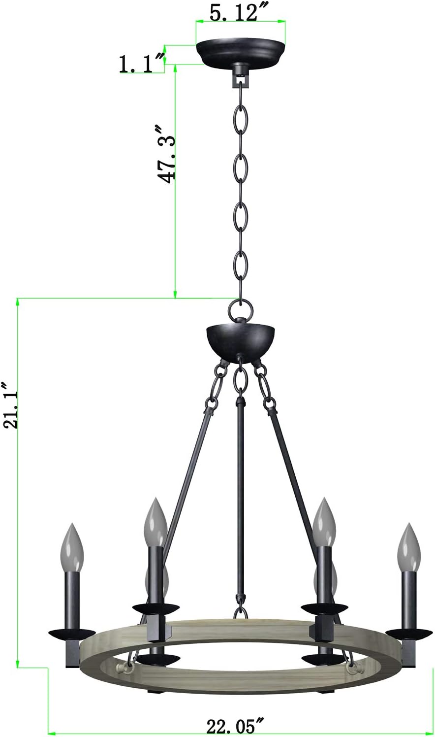 ❤ Crazy Deals Q&S Farmhouse Chandellier,Wagon Wheel Chandelier,Rustic Vintage Round Chandelier Light Fixtures for Dining Room Kitchen Island Foyer Entryway