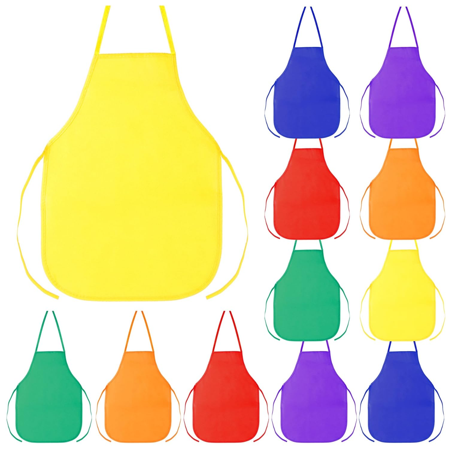Mumoo Bear 12 Pieces Kids Aprons Fabric Aprons for 3-7 Years Non Woven Kids Artist Apron Applied in Kitchen, Classroom, Community Event, Party, Crafts and Art Painting Activity