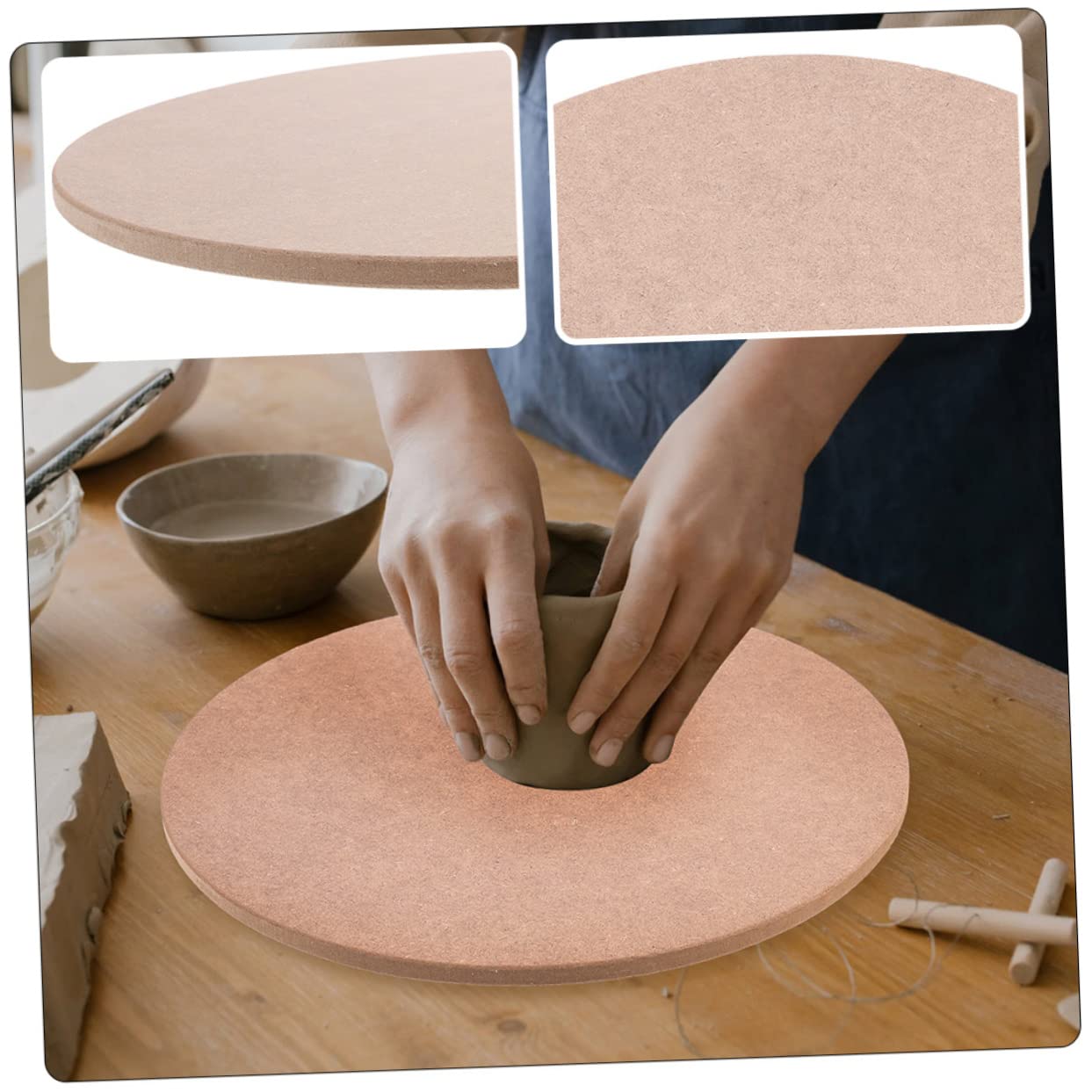 Base In Legno MDF Per Scultura Ceramica E Tornio Argilla – Disco Da 20 Cm, Bordi Arrotondati, Antiscivolo