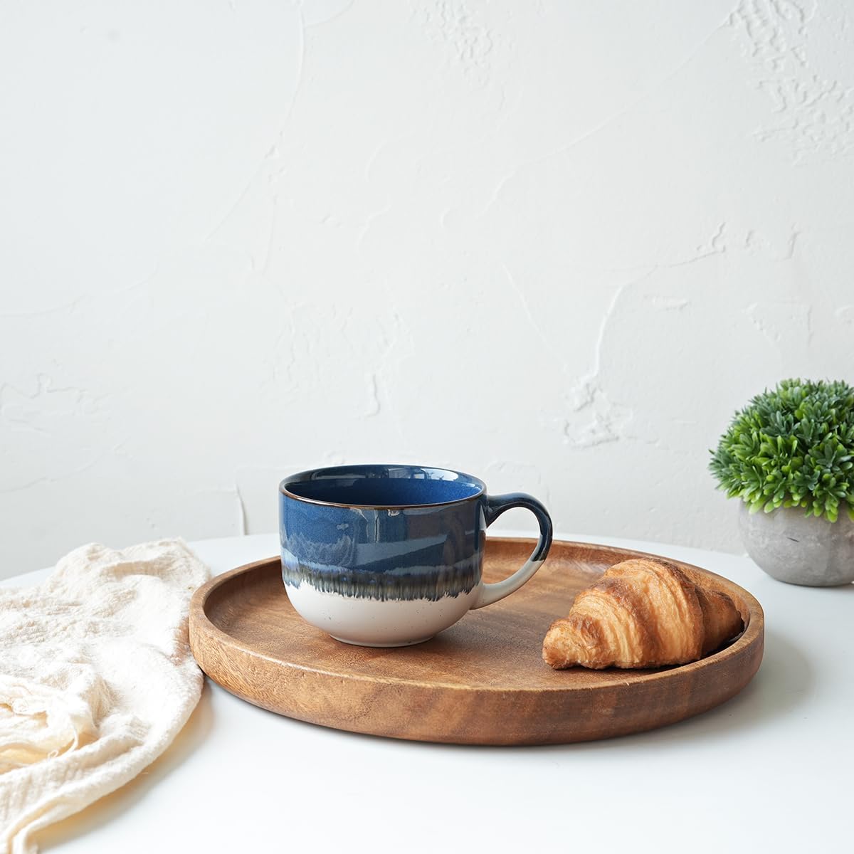 Bosmarlin Ceramic Coffee Mug Set of 4, 16 Oz, Jumbo Latte Mugs, Dishwasher and Microwave, Unique Reactive Glaze (Deep Blue, 16 Oz) - Image 4