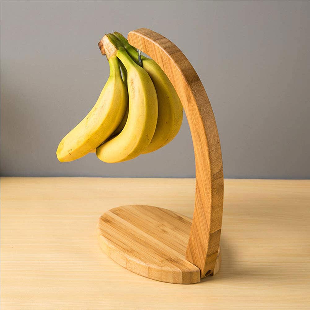Bambus Bananenhalter Mit Holzbase - Aufhängung Für Bananen & Trauben
