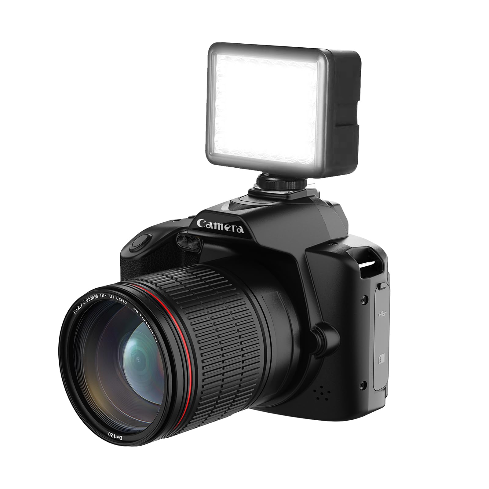 Appareil photo numérique 4K 64 MP double objectif vidéo avec 16x - Secouez la batterie intégrée - Support de lumière externe pour anniversaires, festivals