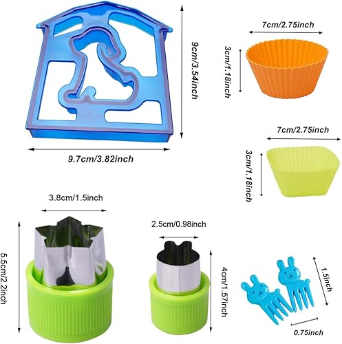 Miniatura 2 de Juego de cortador de sándwich para niños, cortadores de frutas y verduras, molde de galletas de grado alimenticio para lonchera, caja Bento